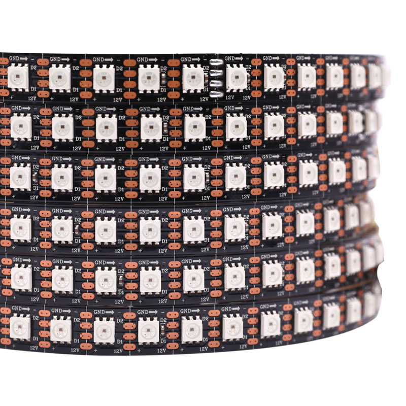 DC12V GS8208 96LEDs/m High-Density Individual Addressable RGBIC Black PCB LED Strip Light, Engineering Type DC12V GS8208 96LEDs/m High-Density Individual Addressable RGBIC Black PCB LED Strip Light, Engineering Type